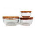 350ml 720ml 1240ml Glass Food Storage salad fruit bowl Containers set with bamboo lid